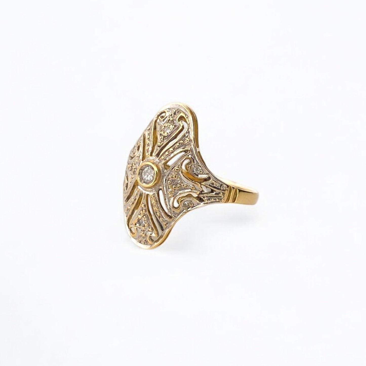 20067C - Sortija vintage  art decó oro amarillo 18kt diamantes y platino