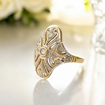 20067C - Sortija vintage  art decó oro amarillo 18kt diamantes y platino