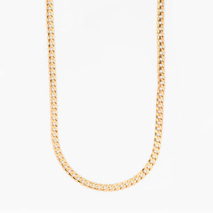 Collar de eslabones cubanos planos de oro amarillo 18K. Joya unisex. Joyas de lujo de segunda mano reacondicionadas. Envío GRATIS. Ian'Or.