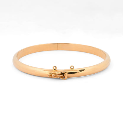 Comprar pulsera esclava de oro amarillo de 18kt con grabado. Esta pulsera dispone de cierre de cajón con brazo de seguridad. Joyas de segunda mano. Esclavas de oro de 18kt en Ian'Or.