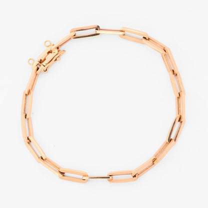 Pulsera cadena de eslabones de calabrote alargado oro amarillo de 18Kt y cierre tipo mosquetón. Pulseras de oro baratas en Barcelona.