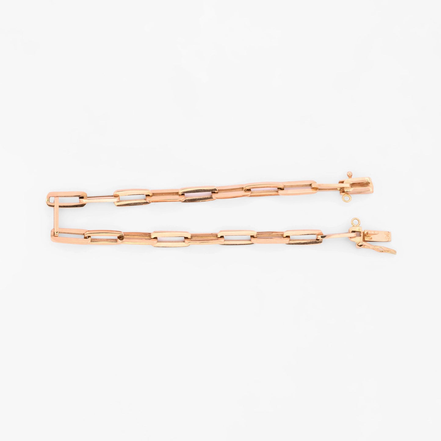 Pulsera cadena de eslabones de calabrote alargado oro amarillo de 18Kt y cierre tipo mosquetón. Pulseras de oro baratas en Barcelona.