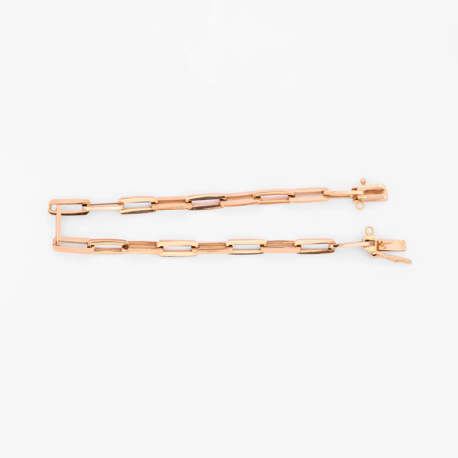 Pulsera cadena de eslabones de calabrote alargado oro amarillo de 18Kt y cierre tipo mosquetón. Pulseras de oro baratas en Barcelona.