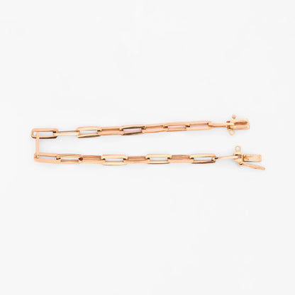 Pulsera cadena de eslabones de calabrote alargado oro amarillo de 18Kt y cierre tipo mosquetón. Pulseras de oro baratas en Barcelona.