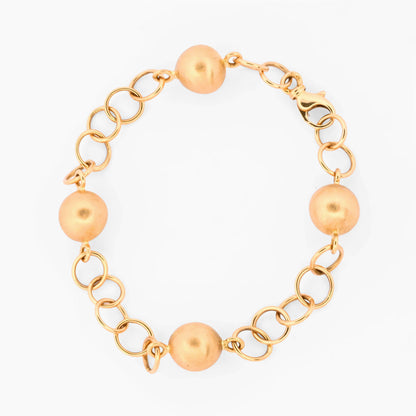 Pulsera de eslabones redondos alternados con esferas lisas de oro amarillo 18kt. Pulseras de oro baratas en Barcelona. Pieza certificada y envío asegurado 