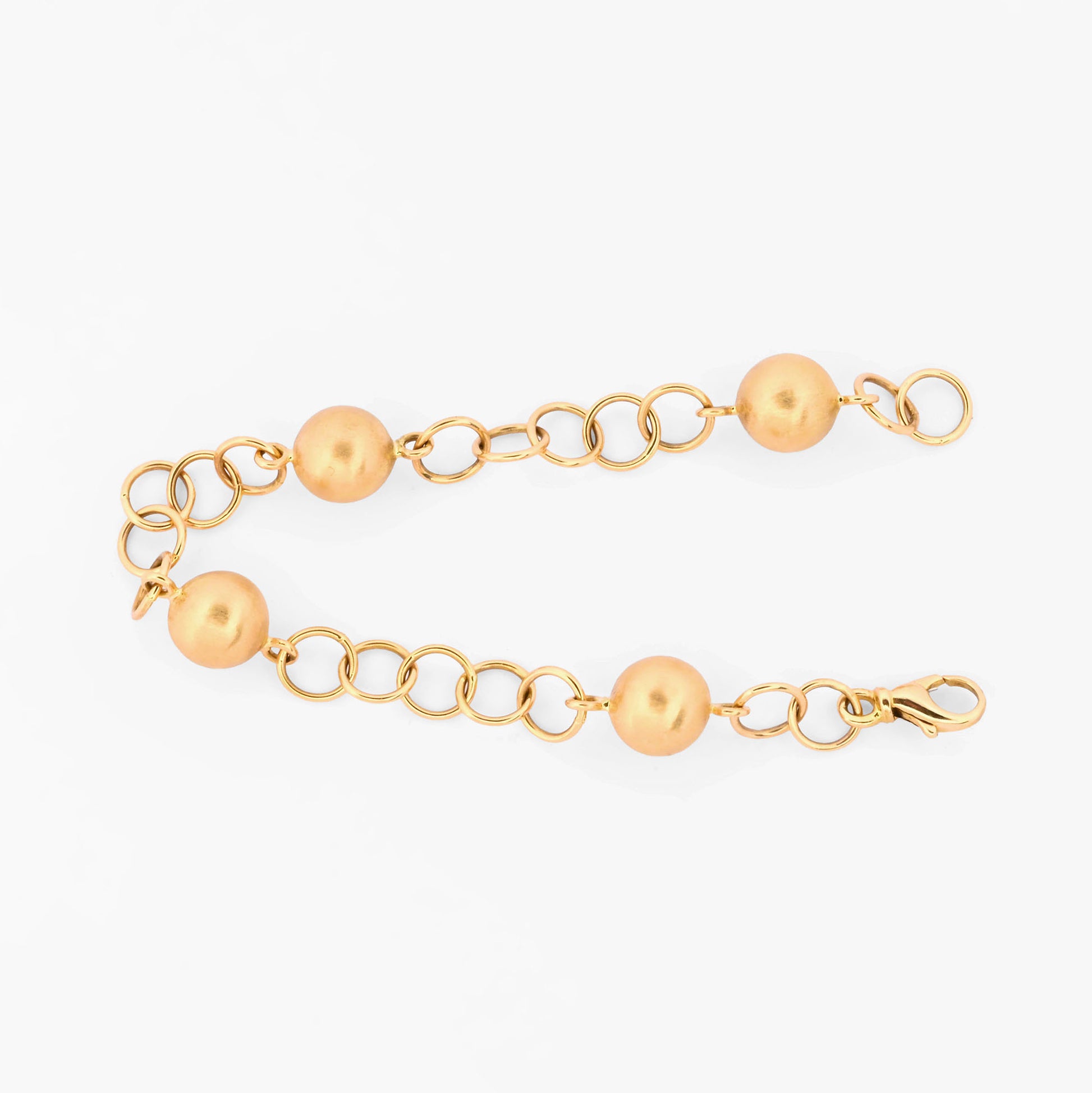 Pulsera de eslabones redondos alternados con esferas lisas de oro amarillo 18kt. Pulseras de oro baratas en Barcelona. Pieza certificada y envío asegurado 