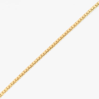 Comprar cadena collar plano de oro amarillo 18K con un diseño de eslabones entrelazados de malla compacta y flexible. Envío gratuito pieza certificada.
