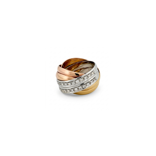 20187GV - Sortija tricolor oro 18kt y diamantes