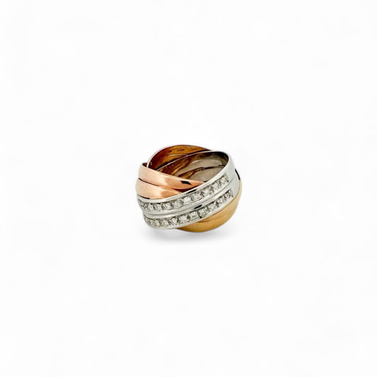 20187GV - Sortija tricolor oro 18kt y diamantes