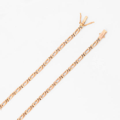 Collar de cadena tipo marina de oro amarillo 18kt con eslabones planos. Pieza certificada, envío gratuito. Joyas de lujo restauradas a precios baratos.