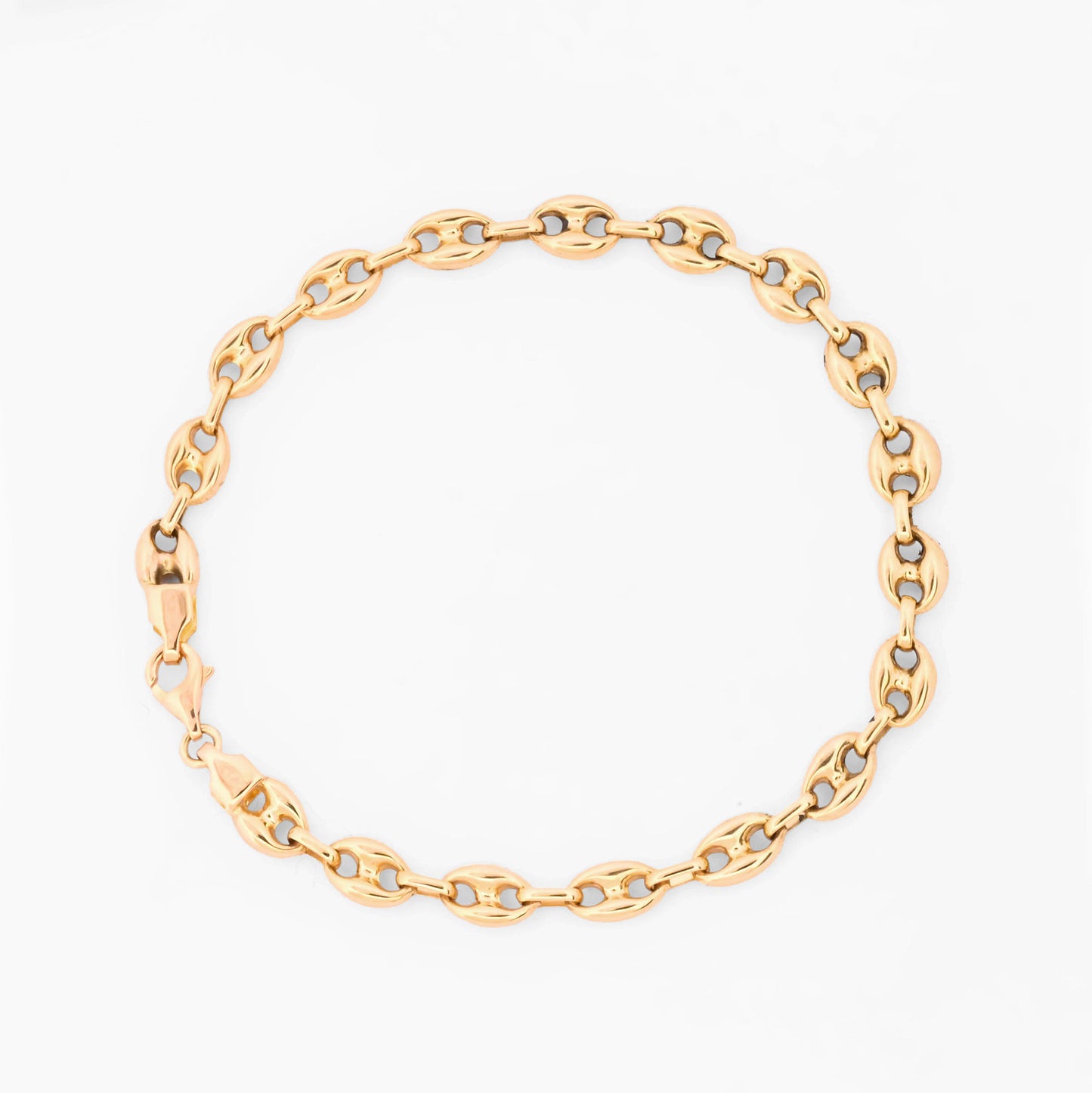 Pulsera de cadena estilo calabrote de oro amarillo de 18kt con eslabones ovalados. Joyas restauradas de lujo. Envío gratuito de pieza certificada