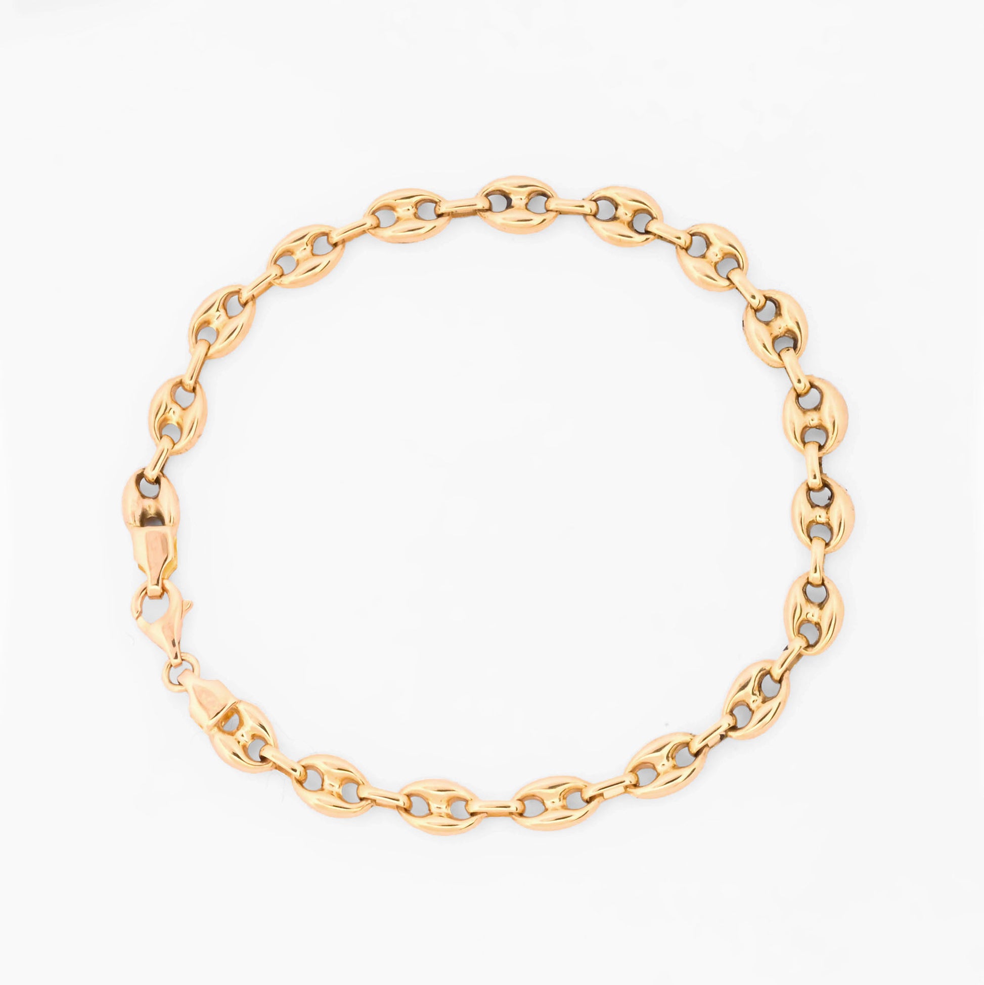 Pulsera de cadena estilo calabrote de oro amarillo de 18kt con eslabones ovalados. Joyas restauradas de lujo. Envío gratuito de pieza certificada