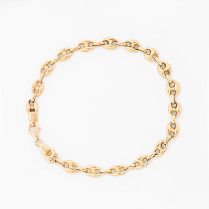 Pulsera de cadena estilo calabrote de oro amarillo de 18kt con eslabones ovalados. Joyas restauradas de lujo. Envío gratuito de pieza certificada