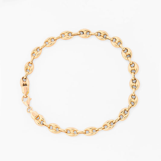 Pulsera de cadena estilo calabrote de oro amarillo de 18kt con eslabones ovalados. Joyas restauradas de lujo. Envío gratuito de pieza certificada