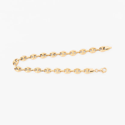 Pulsera de cadena estilo calabrote de oro amarillo de 18kt con eslabones ovalados. Joyas restauradas de lujo. Envío gratuito de pieza certificada