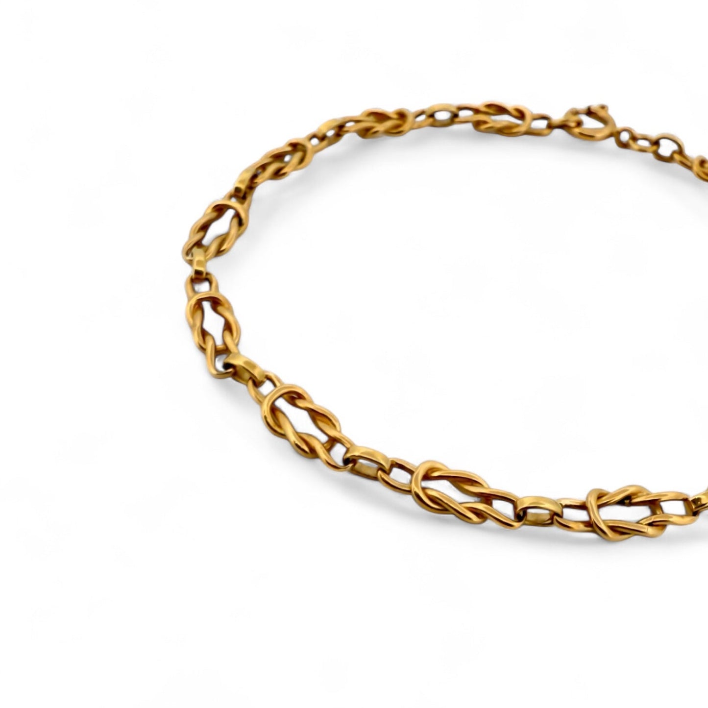 Comprar pulsera oro amarillo de 18kt con cadena nudo marinero. Compra de joyas masculinas al mejor precio en Barcelona. Joyas de segunda mano. Joyería Ian'Or.