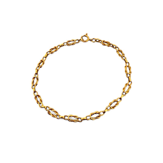 Comprar pulsera oro amarillo de 18kt con cadena nudo marinero. Compra de joyas masculinas al mejor precio en Barcelona. Joyas de segunda mano. Joyería Ian'Or.