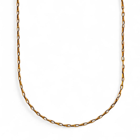 Comprar collar de oro amarillo de 18kt con cadena forzada de eslabones con un cierre tipo reasa. Envío gratis. Joyas restauradas. Joyería Ian'Or. Envío GRATIS.

