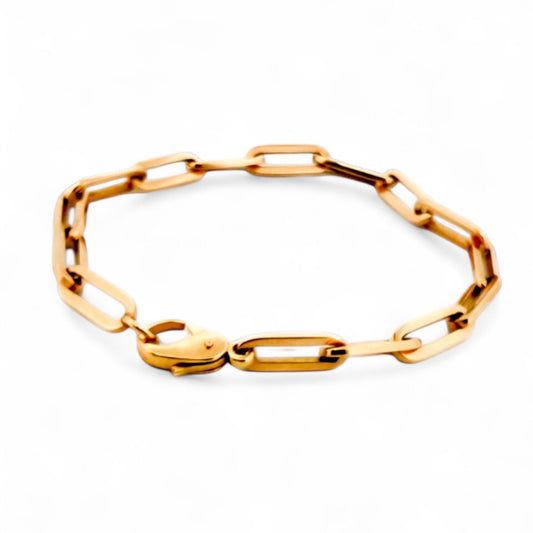 Comprar pulsera oro amarillo de 18kt con cadena forzada de eslabones largos. Compra de joyas masculinas al mejor precio en Barcelona. Joyería Ian'Or.