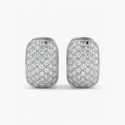 Comprar pendientes de oro blanco de 18kt con pavé de diamantes talla brillante en cada pendiente. Cierre catalán. Joyas segunda mano. Envío gratis. Ian'Or.