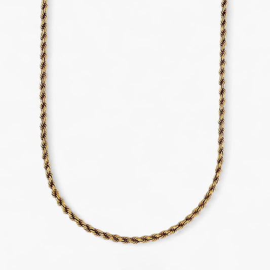 Comprar collar de oro amarillo de 18kt con cadena de cordón salomónico. La cadena mide 70,5cm, Cordones salomónicos baratos.