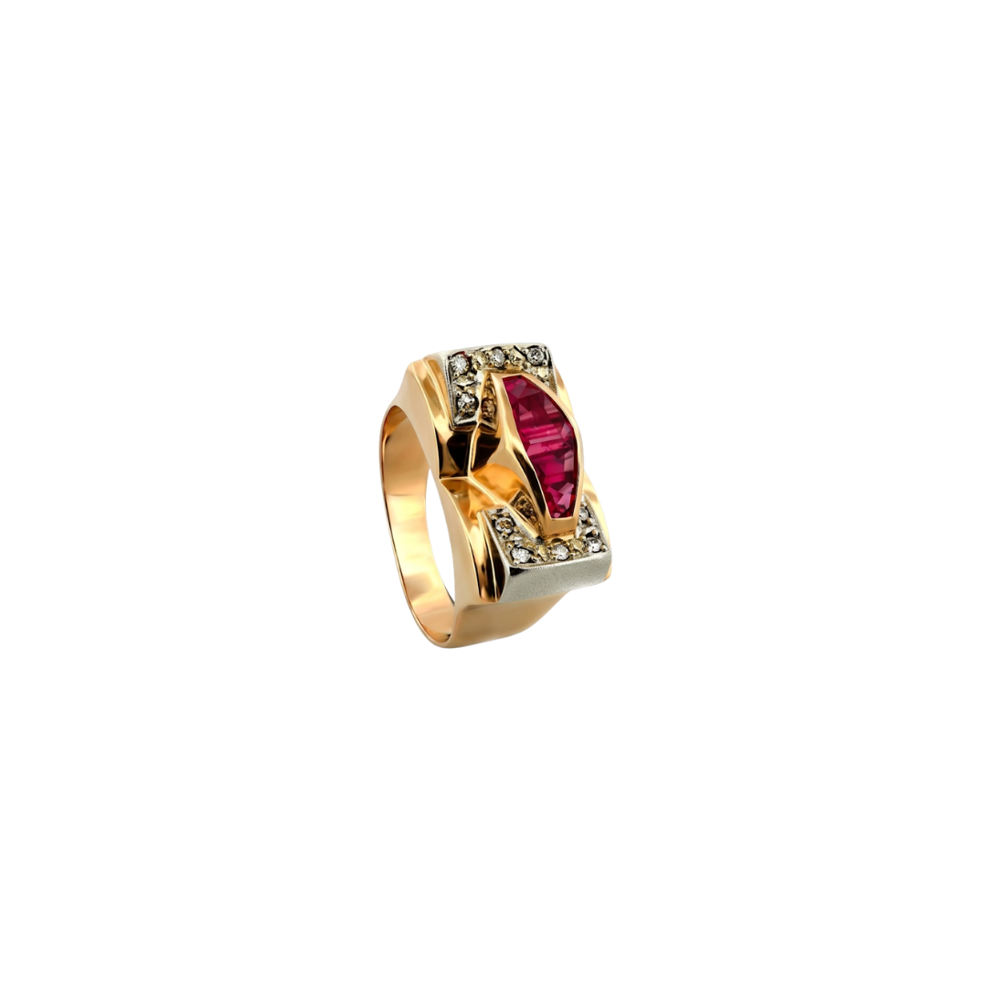 22956GV - Sortija oro amarillo 18kt rubíes y diamantes