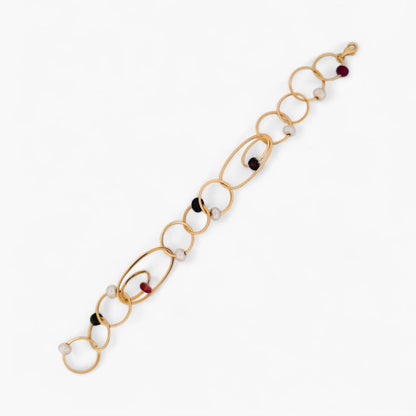 Comprar pulsera oro amarillo de 18kt con cadena y 11 piedras intercaladas. Compra de joyas al mejor precio en Barcelona. Joyas de segunda mano. Joyería Ian'Or.