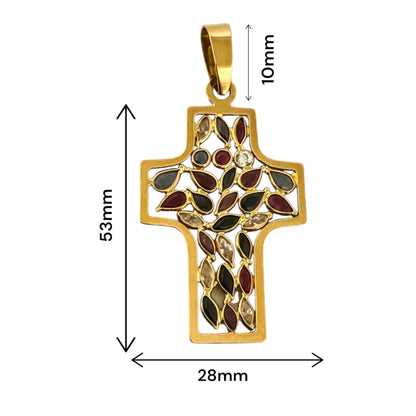 Comprar colgante en forma de cruz de oro amarillo de 18kt con 28 piedras. Joyería Ian'Or. Envío GRATIS. Joyas acondicionadas. Segunda vida joyas. Ian'Or.