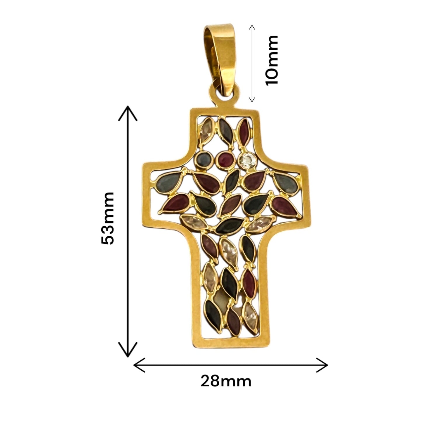 Comprar colgante en forma de cruz de oro amarillo de 18kt con 28 piedras. Joyería Ian'Or. Envío GRATIS. Joyas acondicionadas. Segunda vida joyas. Ian'Or.