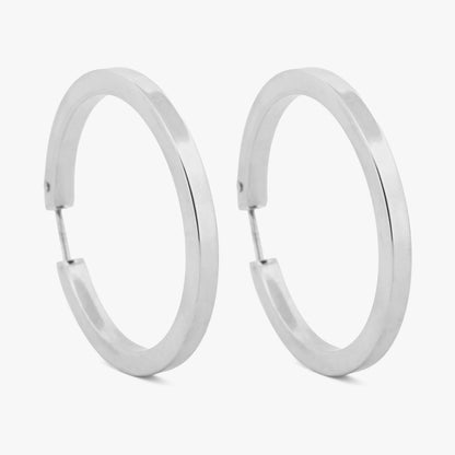 Comprar Sofisticados pendientes criollas aros arracades en oro blanco de 18k de perfil plano. Envío gratuito