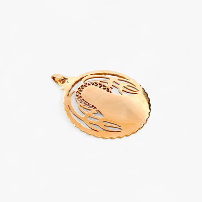 Comprar colgante medalla con grabado de la Virgen María realizado en oro amarillo de 18kt. Joyas de segunda mano. Restauramos joyas para darles una nueva vida.
