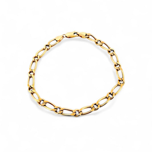 Comprar pulsera oro amarillo de 18kt con cadena alterna barbada. La cadena mide 20,6cm y dispone de un cierre tipo mosquetón. Pulseras oro 18kt al mejor precio.