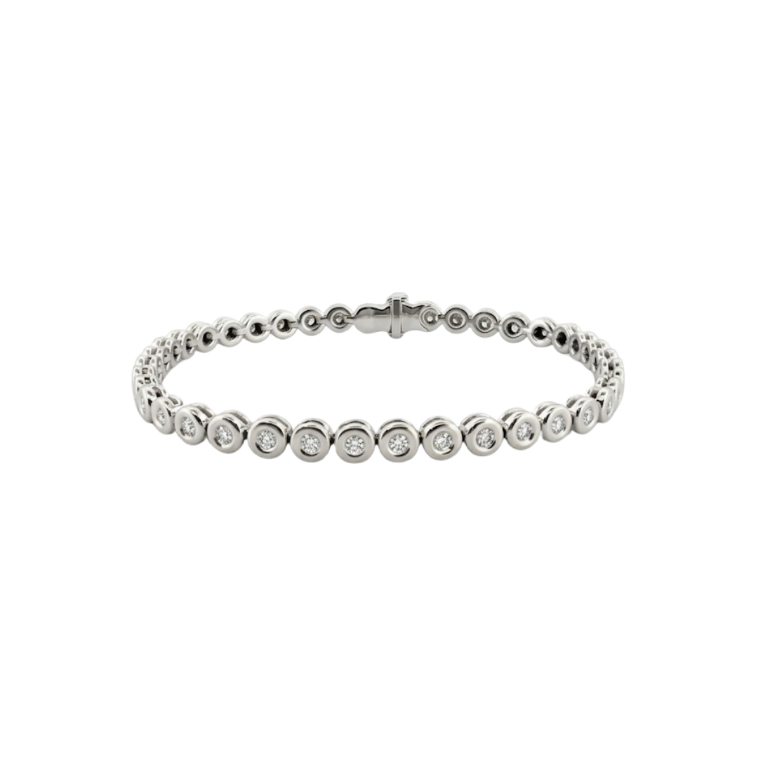 Pulsera en oro blanco Riviere de 18kt con 40 diamantes talla brillante. Medidas 17cm largo. Riviere en Ian'Or. Joyas de segunda mano. Joyería Ian'Or.