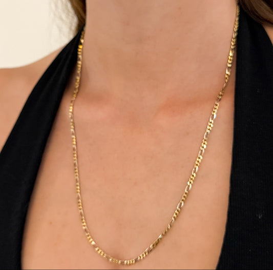 Comprar collar con cadena alterna barbada en oro amarillo de 18kt y cierre tipo mosquetón. Joya unisex. Joyas acondicionadas. Envío GRATIS. Ian'Or.

