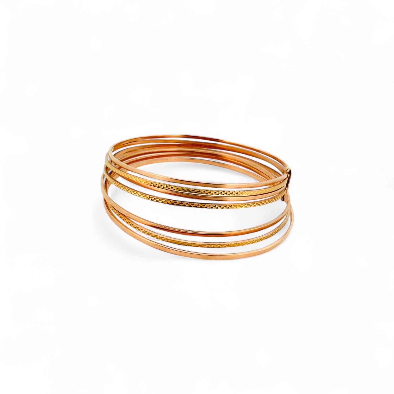 Comprar pulsera realizada en oro amarillo de 18kt con siete bandas unidas. Compra de joyas al mejor precio en Barcelona. Joyería Ian'Or. Envío gratis.
