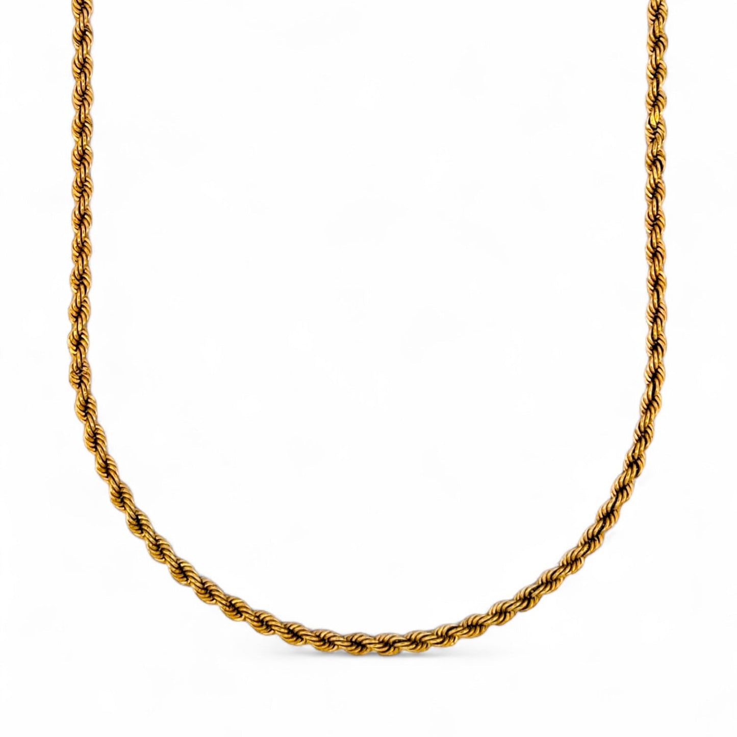Comprar collar de oro amarillo de 18kt con cadena de cordón salomónico. La cadena mide 60,5cm de largo y dispone de cierre tipo mosquetón. Joyería Ian'Or.

