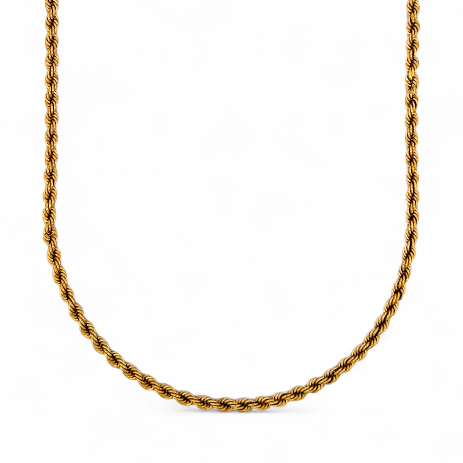 Comprar collar de oro amarillo de 18kt con cadena de cordón salomónico. La cadena mide 60,5cm de largo y dispone de cierre tipo mosquetón. Joyería Ian'Or.

