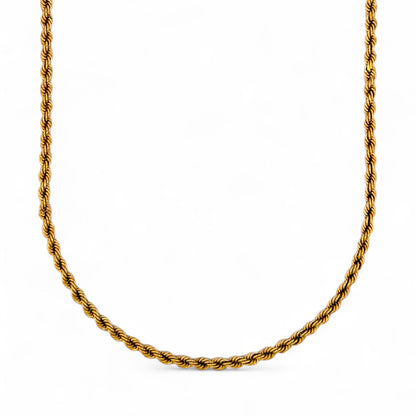 Comprar collar de oro amarillo de 18kt con cadena de cordón salomónico. La cadena mide 60,5cm de largo y dispone de cierre tipo mosquetón. Joyería Ian'Or.

