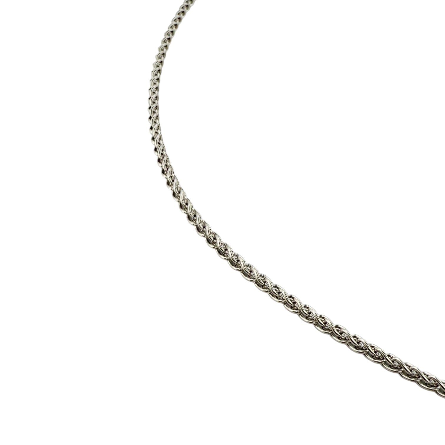 Cadena original de la firma Chopard realizada en oro blanco de 18kt de cordón con eslabones palmera. Joyas Chopard baratas. Cadenas Chopard con envío gratis.