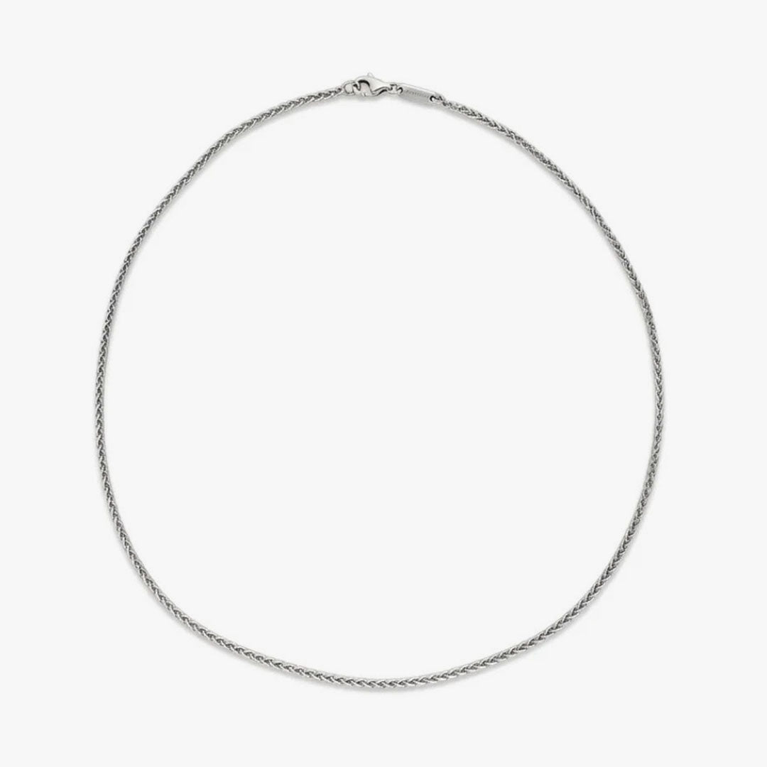Cadena original de la firma Chopard realizada en oro blanco de 18kt de cordón con eslabones palmera. Joyas Chopard baratas. Cadenas Chopard con envío gratis.