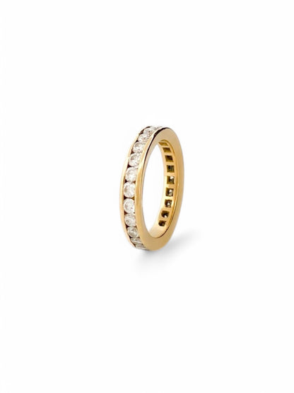 Comprar alianza completa en oro amarillo de 18kt con carril de diamantes talla brillante. Joyas de segunda mano. Joyas con diamantes. Joyería Ian'Or.