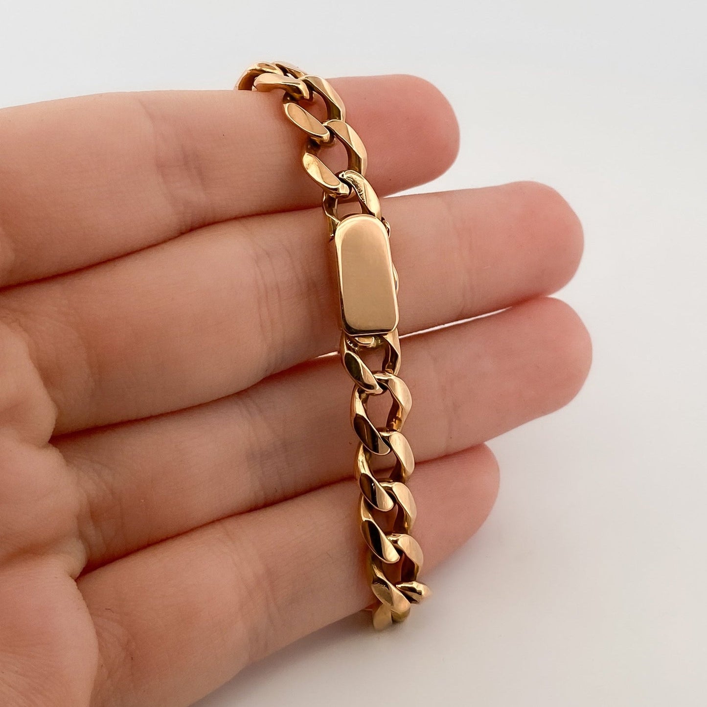 24253GV - Pulsera cadena cubana oro amarillo 18kt - 21,5cm