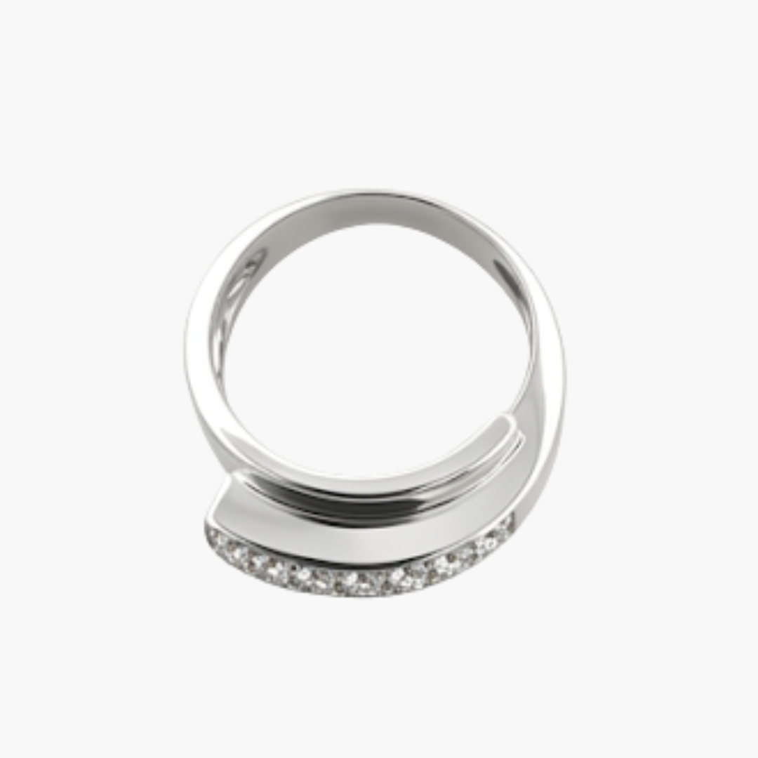 Comprar anillo realizado en oro blanco de 18kt con pavé de diamantes.Joyas de segunda mano restauradas. Joyería Ian'Or. Envío gratis.
