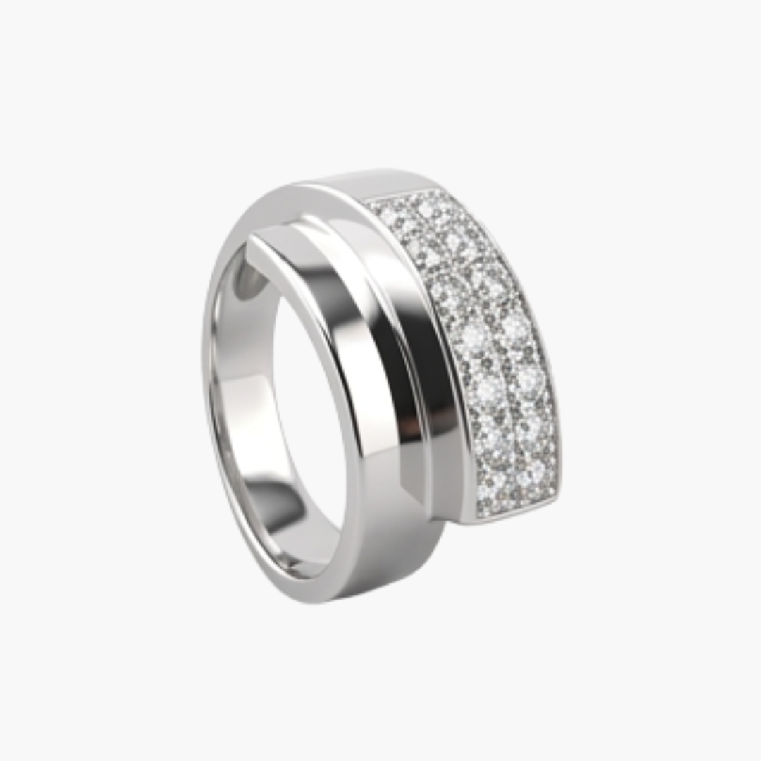 Comprar anillo realizado en oro blanco de 18kt con pavé de diamantes.Joyas de segunda mano restauradas. Joyería Ian'Or. Envío gratis.
