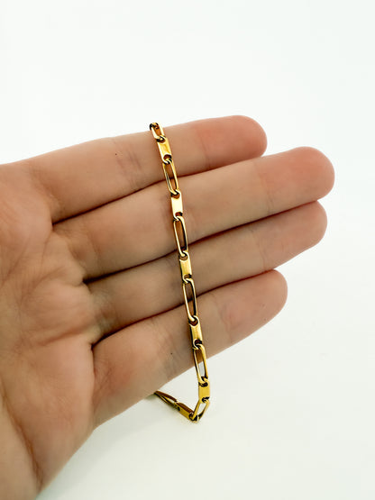 Comprar pulsera oro amarillo de 18kt y cierre tipo mosquetón. Compra de pulseras masculinas al mejor precio en Barcelona. Joyas de segunda mano. Joyería Ian'Or.