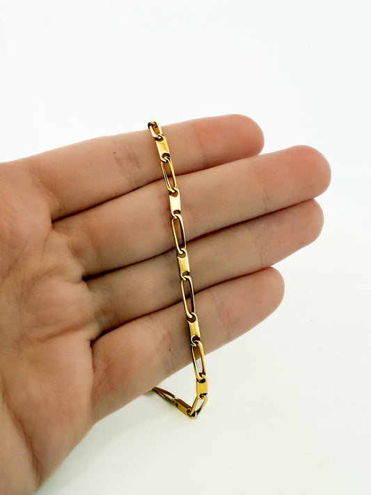 Comprar pulsera oro amarillo de 18kt y cierre tipo mosquetón. Compra de pulseras masculinas al mejor precio en Barcelona. Joyas de segunda mano. Joyería Ian'Or.