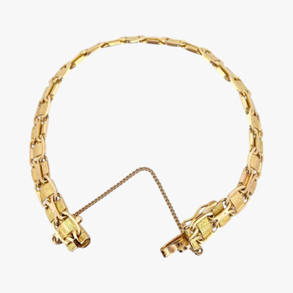 Comprar Pulsera oro amarillo de 18kt con malla semirrígida. La pulsera mide 17,3cm y dispone de cierre tipo cajón. Pulseras oro 18kt al mejor precio. Ian'Or.