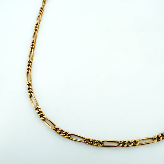 Comprar collar con cadena alterna barbada en oro amarillo de 18kt y cierre de cajón con un brazo de seguridad. Joya unisex. Envío GRATIS. Joyería Ian'Or.


