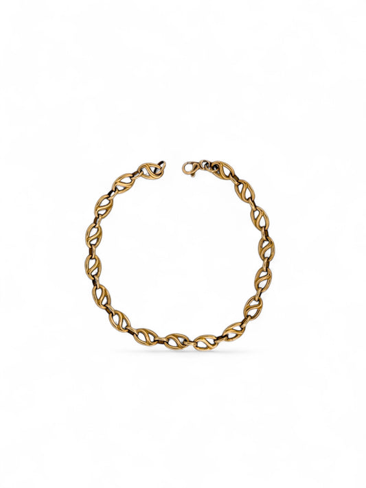Pulsera oro amarillo de 18kt con cadena eslabones de 6mm y cierre tipo mosquetón. Pulseras de oro 18kt al mejor precio en Barcelona.