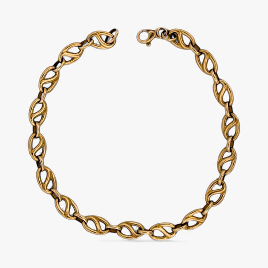 Pulsera oro amarillo de 18kt con cadena eslabones de 6mm y cierre tipo mosquetón. Pulseras de oro 18kt al mejor precio en Barcelona.
